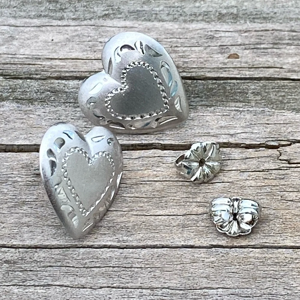 Vintage Beau B Heart Earrings .925 Sterling Silver - Picture 6 of 8